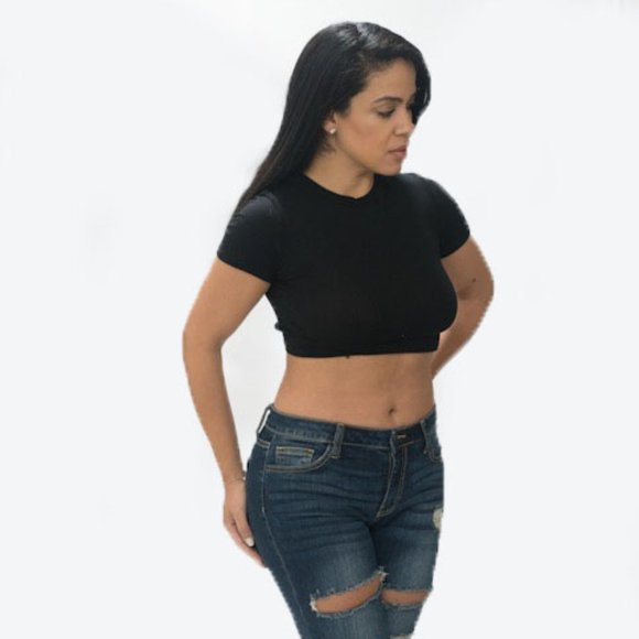 OPEN BACK CROP TOP - Picture 1 of 2